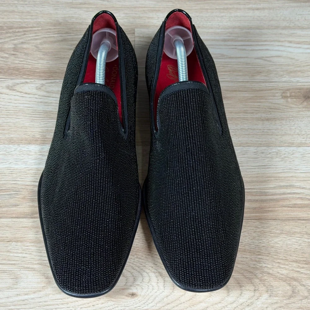 Donald J Pliner Loafers Mens Size 10 M Black Beaded Formal Shoes Preppy Luxury